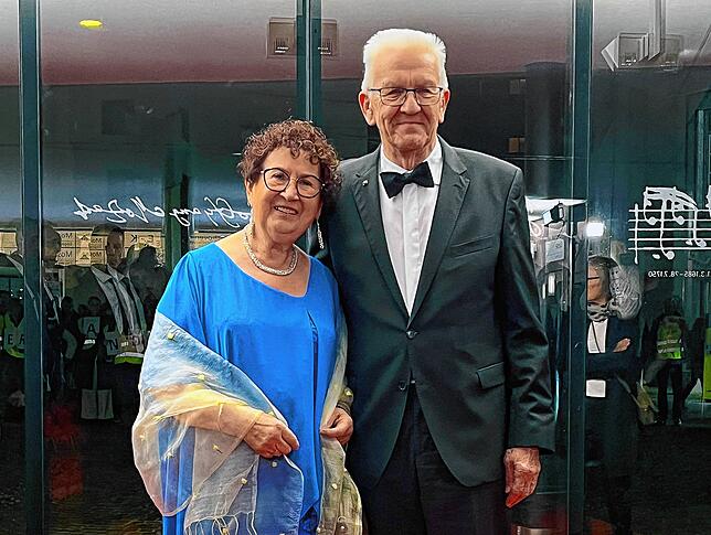 Winfried und Gerlinde Kretschmann beim Landespresseball 2024 in Stuttgart.