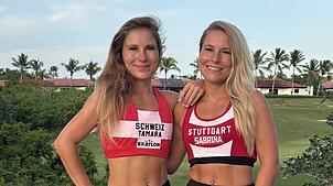 Tamara (links) und Sabrina Benz stellen ihre sportlichen Fähigkeiten auf die Probe – und das vor internationalem Publikum.