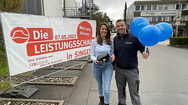 Florence Wenzler von der Thüga Energie und Simon Frank  von Thüga Energienetze.
