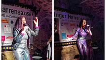 Simone Moos und Anita Hofmann entern bei der Überlinger Narrensause in der Gruft die Bühne.