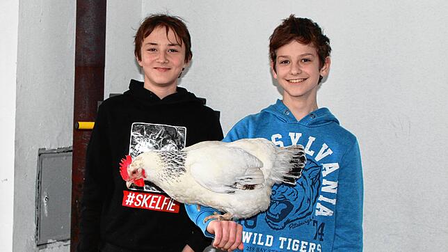 Joel Marquardt (von links), Schneewittchen und Jesse Toggweiler haben bei Jugend forscht im Bereich Biologie einen ersten Preis geholt.