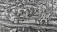 Dieser Stich stellt Waldshut während der Belagerung durch die Schweizer 1468 dar. In etwa dürfte die Stadt aber auch 1524/25 so ...
