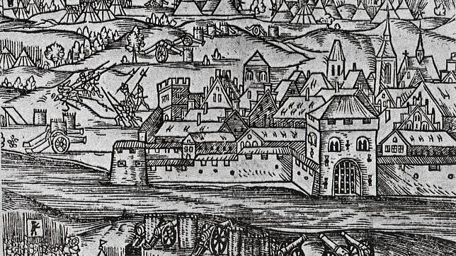Dieser Stich stellt Waldshut während der Belagerung durch die Schweizer 1468 dar. In etwa dürfte die Stadt aber auch 1524/25 so ...