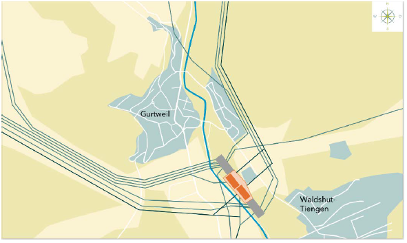Stand 2030: Das neue gemeinsame Umspannwerk von Amprion und TransnetBW (rot). Bild: privat, Amprion