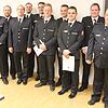 Beförderte Blumberger Feuerwehrkameraden (von links): Stefan Rath, Norbert Rösch, Michael Vetter,Thomas Hartmann, Christoph Sosinski, ...