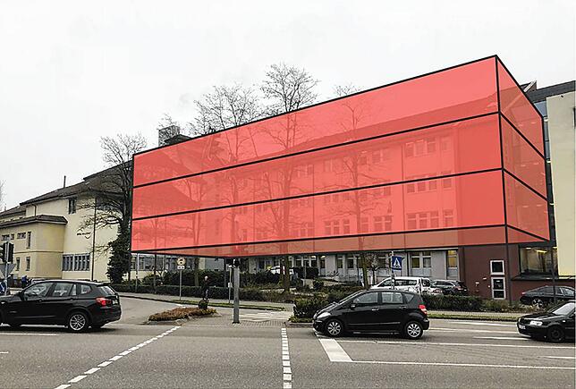 Die Arbeiten am Anbau für das Klinikum Hochrhein in Waldshut – hier eine Visualisierung – beginnen am Montag, 24. August.