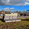 Das Gerüst der Leichtbauhalle für Flüchtlinge in Eigeltingen, ehe der Aufbau der Planen begann.