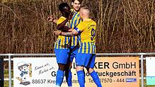 Sie erzielten beim 5:1 die Singener Tore in Walbertsweiler: Omar Bun Ceesay (von links), Sebastian Stark und Sven Körner.