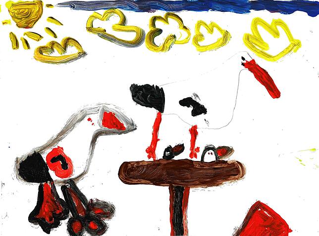 Der Kindergarten in Salem-Stefansfeld hat zahlreiche Bilder eingereicht, die mit Fingerfarben gemalt wurden. Das reichte zu Platz drei.