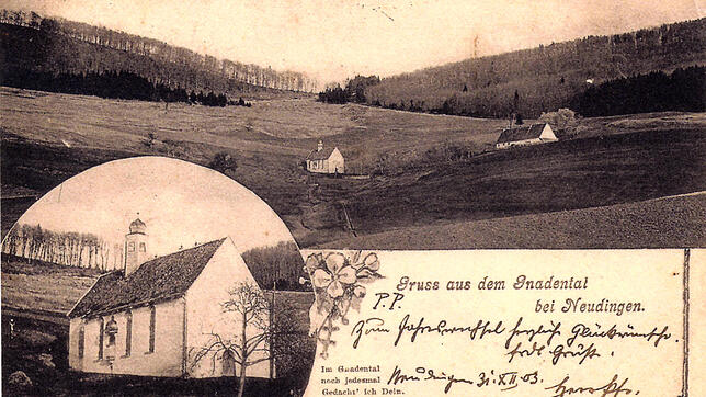 Stolz sind die Neudinger auf ihre kleine Gnadentalkapelle. Um 1900 zierte sie sogar etliche Postkarten. Nun wartet die Barockbauwerk auf ...