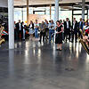 Didian Foth, Ingrid Hartert-Müller und Helmut Wetter von der Gruppe Raum-Musik für Saxofone beim Auftritt. Im Hintergrund ein ...