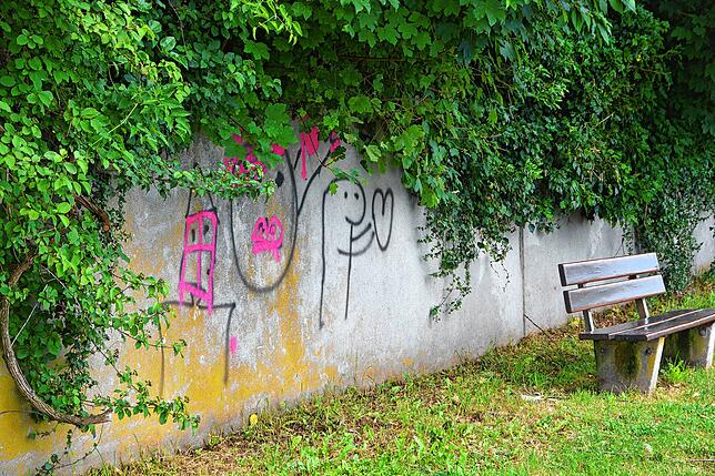 Weitere Graffiti am Himmelbergweg oberhalb der Altstadt.