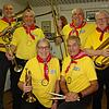 Vor 50 Jahren fanden die &bdquo;Lustigen Hannoken&ldquo; zusammen. Die Stammbesetzung heute (von links): Bernd Bender (Tuba, er rückte ...