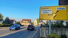 Der Verkehrskreisel in VS-Marbach am Dienstag, 22. August, um 7.23 Uhr, aus Perspektive der Schaffhauser Straße: Eigentlich sollte diese ...
