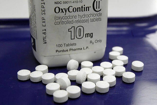 Das Schmerzmittel OxyContin des Herstellers Purdue Pharma, aufgenommen in einer amerikanischen Apotheke.