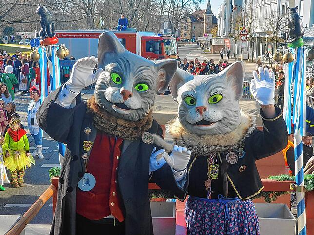 Kommen auch diese Kater (hier bei der Straßenfastnacht 2023) beim Ball 2024 zum Einsatz?