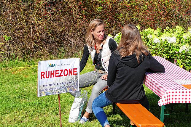 In den fünf Ruhezonen konnten Besucher ihre Maske abnehmen.