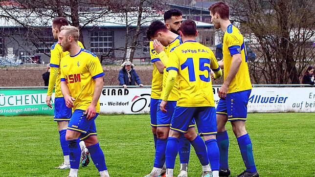 Soeben erzielte Timo Senn für F.A.L. mit einem abgefälschten Schuss den 1:1-Ausgleich und freut sich mit Robin Karg, Kai Huber, Timo ...