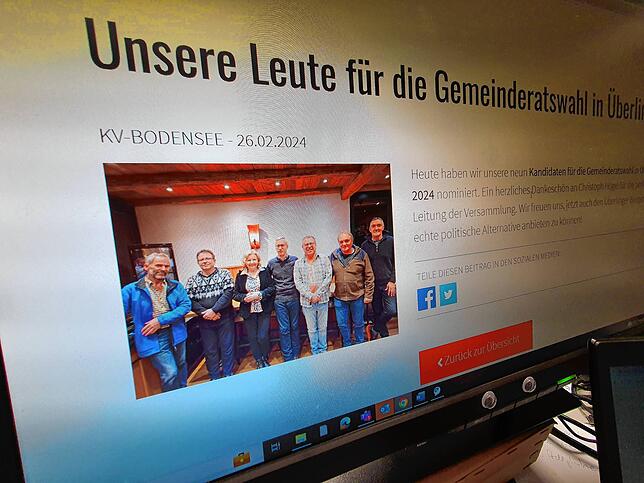 Die Internetseite des AfD Kreisverbands zeigt sechs Männer und eine Frau, die für den Gemeinderat in Überlingen kandidieren. Ganz links: ...