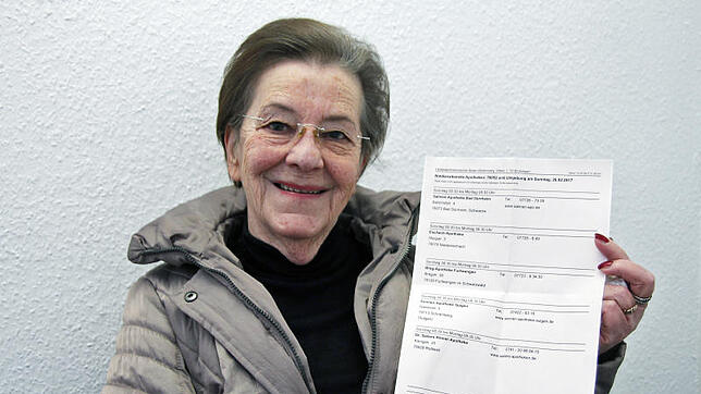 Hildegard Distel aus Villingen ärgert sich über den Apotheken-Notdienst am Fastnachtssonntag