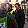 Luigi Pantisano bei einer Fahrraddemonstration der Gruppe Ciclo Mitte Februar 2020 auf der Marktstätte &ndash; links neben ihm im Bild ...