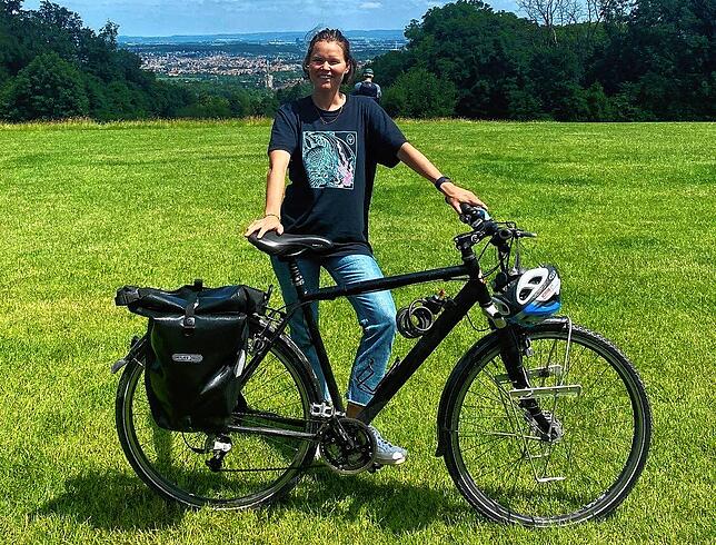 Mit diesem Fahrrad wird Anne Klenge nach Norwegen fahren. „Ein gemütliches Stadtrad – ich muss ja mindestens acht Stunden ...