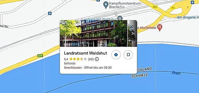 3,4 Sterne geben Google-Nutzer dem Landratsamt.