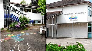 Sowohl an der Grundschule Stahringen (links), als auch bei der Sonnenrainschule in der Kernstadt geht der Platz aus. Die Kinderzeit muss ...