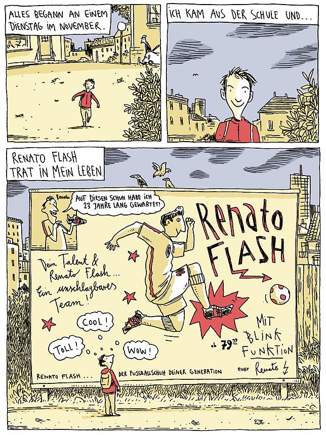 Um blinkende Turnschuhe dreht sich alles in Waechters Comic "Toni. Und alles nur wegen Renato Flash".