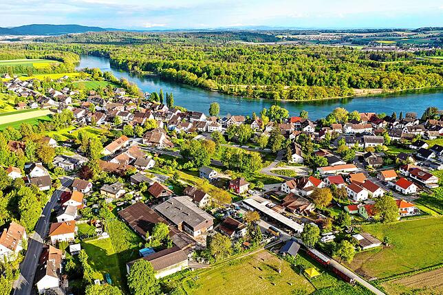 Blick auf Büsingen: Der Ort markiert die einzige Exklave Deutschlands.
