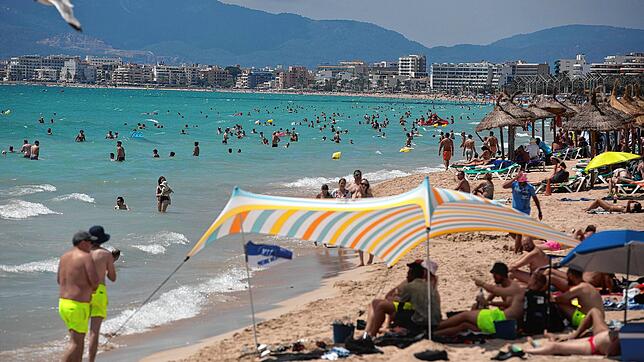 Menschen sonnen sich, genießen das Wetter und schwimmen am Strand von Arenal auf Mallorca. Doch plötzlich wird eine ältere Urlauberin ...