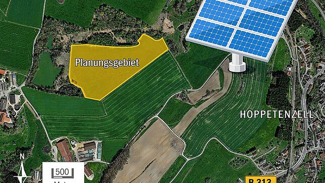 Der 4,8 Hektar große Solarpark Schorenweiher soll bei Hoppetenzell entstehen.
