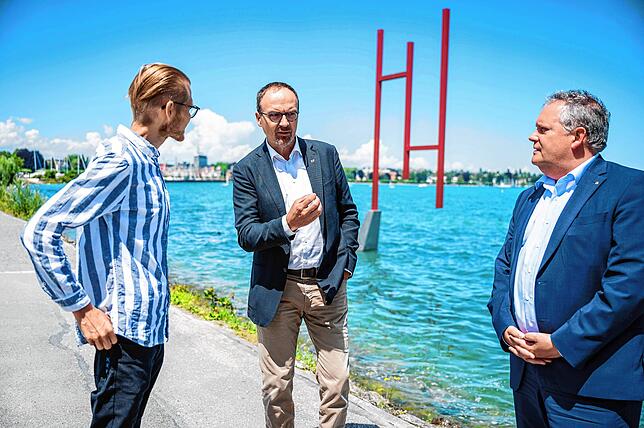 Bild 4: Doppelinterview mit den Stadtoberhäuptern von Konstanz und Kreuzlingen: &bdquo;Es gibt immer Menschen, die Grenzen lieber geschlossen als geöffnet hätten&ldquo;