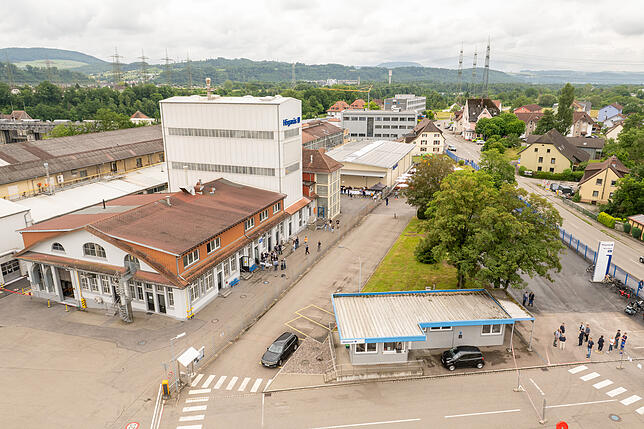 Blick auf den vorderen Teil der Höganäs-Werksgeländes.