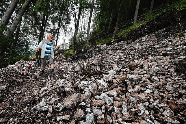 Der abgetragene Steilhang auf dem Falkenstein.