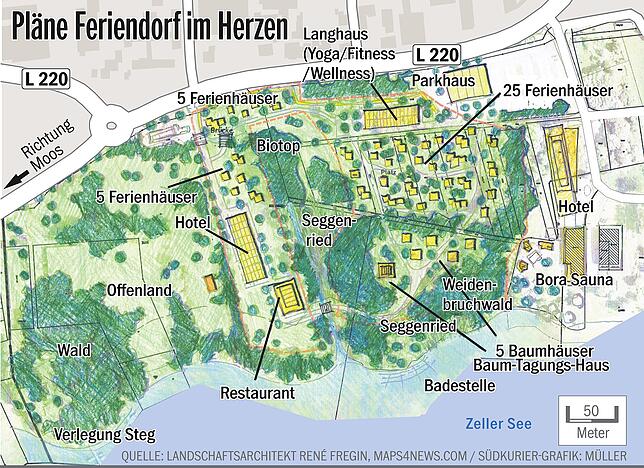 Bild 1: Die Naturschützer ringen mit dem geplanten Feriendorf im Herzen in Radolfzell
