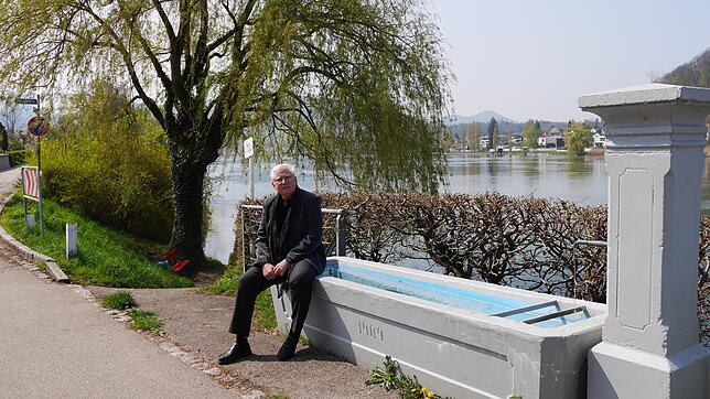 Wallbachs Ortsvorsteher Fred Thelen möchte nicht, dass die alte Weide am Rheinufer durch Bauarbeiten geschädigt wird.