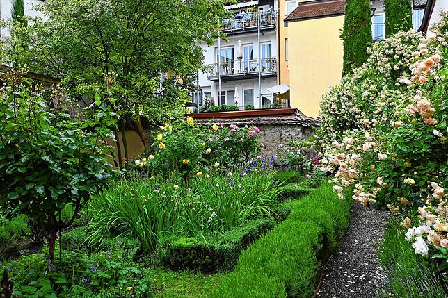 Der Garten im Hinterhof der Stadt-Apotheke. Mit seinem Garten war Apotheker Fuchs sogar schon in einer Sparten-Zeitschrift.