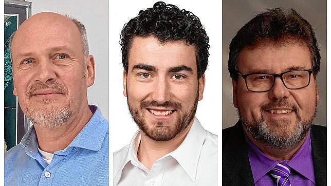 Dieses Trio tritt bei der Bürgermeisterwahl in Albbruck an: Amtsinhaber Stefan Kaiser, Manfred Vogelbacher und Kilian Kronimus (von links).