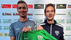Erfahrung für die Torhüterposition. Beirat Sport Jens Vogtsberger (links) freut sich auf Neuzugang Sebastian Müller, der das ...