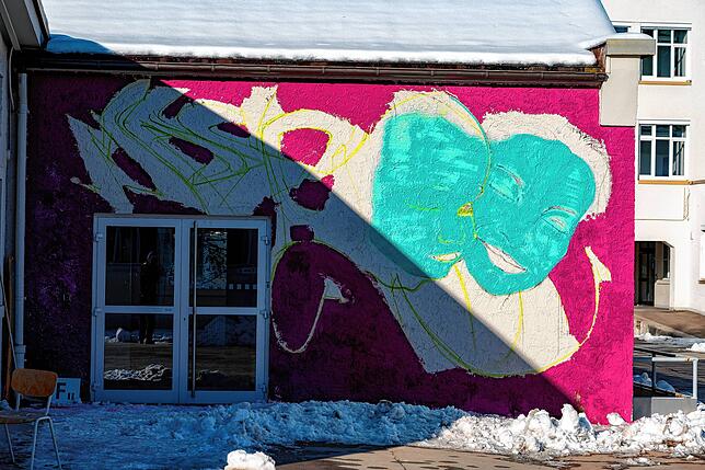 Graffiti an einer Wand der alten SABA-Gebäude.