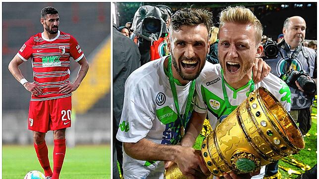 Von 2020 bis 2023 trug Daniel Caligiuri das Trikot des FC Augsburg (linkes Bild). Einen seiner größten Erfolge feierte er aber wohl mit ...