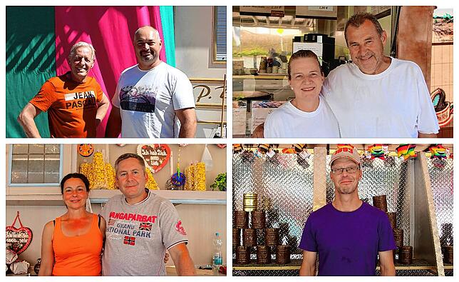 Die Schausteller der Chilbi freuen sich, wieder auf dem Rummel zu sein (von links oben nach rechts unten): Martin und Benjamin Buhmann ...