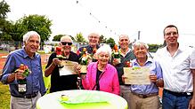 Die geehrten Gründungsmitglieder des TC Volkertshausen (von links): Ewald Möhrle, Karl Biller, Hans-Jörg Stärk, Leni Stresser, Hermann ...