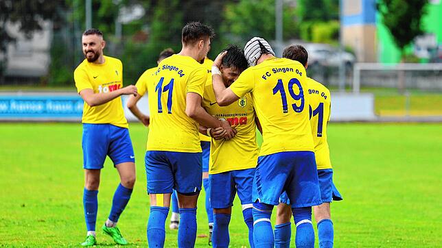 Grund zum Jubeln hatten die Spieler des FC Singen 04 zuletzt selten. Vielleicht nun im Derby am Freitag?