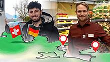 Der Handel im Grenzgebiet lebt von nationenübergreifenden Kundenbeziehungen, wie Tankstellenbetreiber Kosta Taktsides (links) und ...