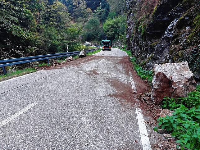 Dieser mehrere Tonnen schwere Fels hatte im September die aktuelle Sperrung der Wehratalstraße verursacht.