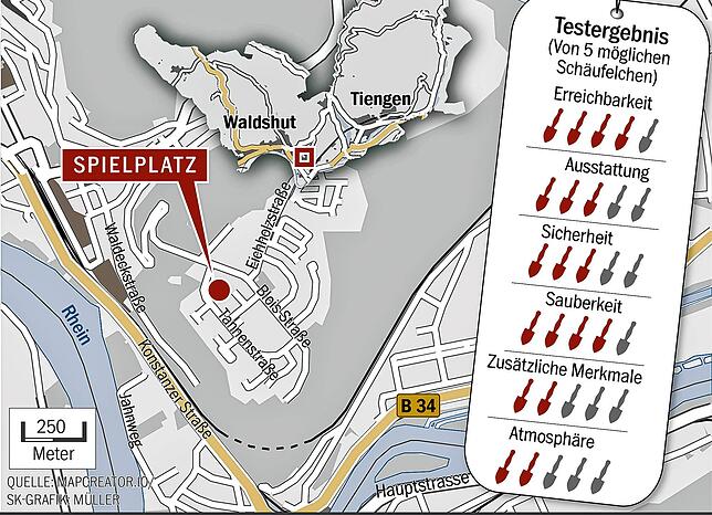 Bild 1: Spielplatz-Check: Auf dem Spielplatz Tannenstraße in Waldshut gibt es viel Platz, aber auch Luft nach oben