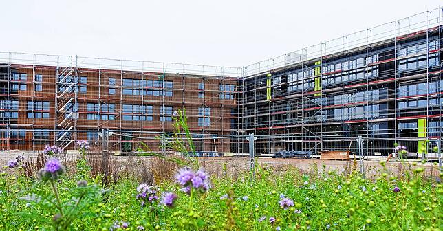 Auf der Baustelle der neuen Eichendorff-Realschule in Gottmadingen können sich die Handwerker gut aus dem Weg gehen. Zur Zeit arbeiten ...