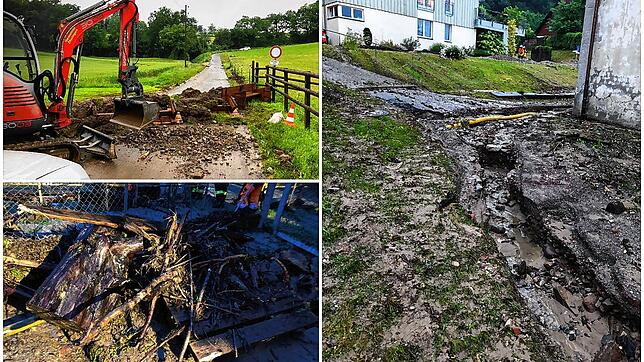 In Öhningen ist es durch ein heftiges Unwetter zu Überschwemmungen gekommen